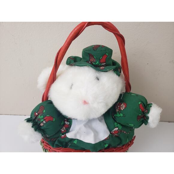 Vintage 1990 IBTT International Bon Ton Toys Teddy Bear in Basket Holiday - Picture 2 of 7